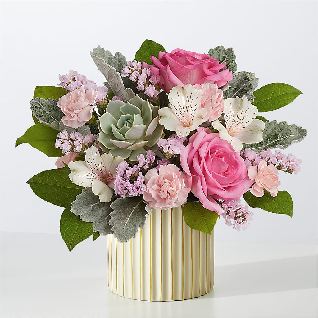 Dusty Rose Bouquet with Ivory Vase – Davinci Flower Shop Ltd, Scarborough ON