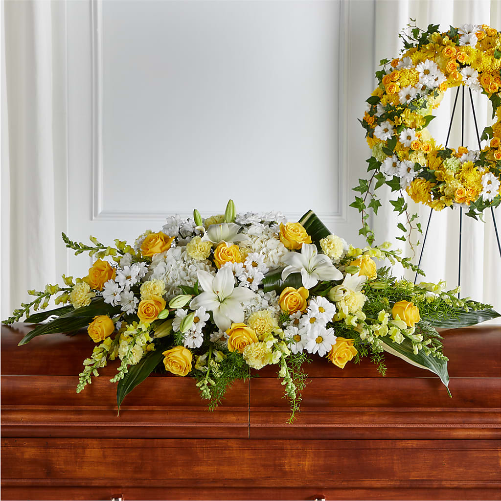 Golden Harmony Casket Spray – Davinci Flower Shop Ltd, Scarborough ON
