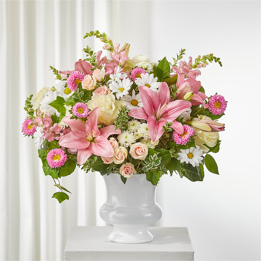 Empathetic Blooms Urn Arrangement – Davinci Flower Shop Ltd, Scarborough ON