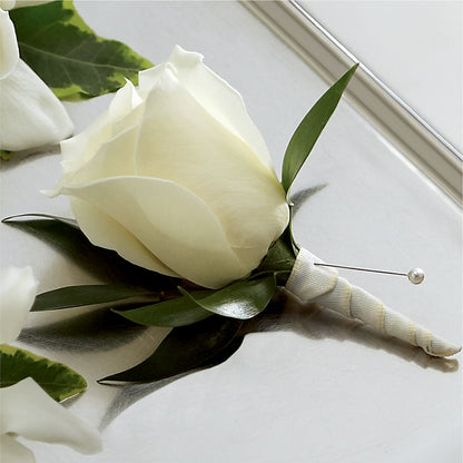 White Rose Boutonniere –  Davinci Flower Shop Ltd, Scarborough ON